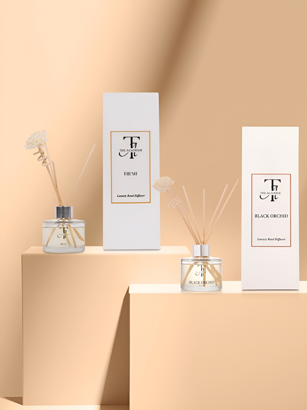 THE ACADOUR Set of 2 Reed Diffuser Black Orchid and Fresh 100 ml each