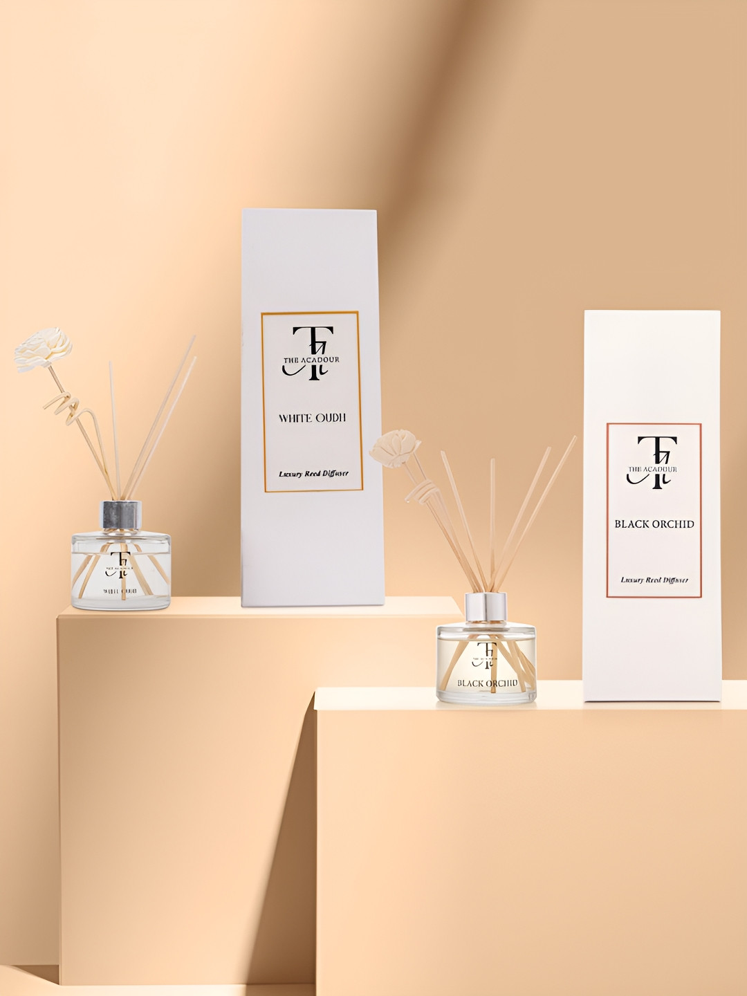 THE ACADOUR Set of 2 Reed Diffuser Black Orchid and White Oudh 100 ml each