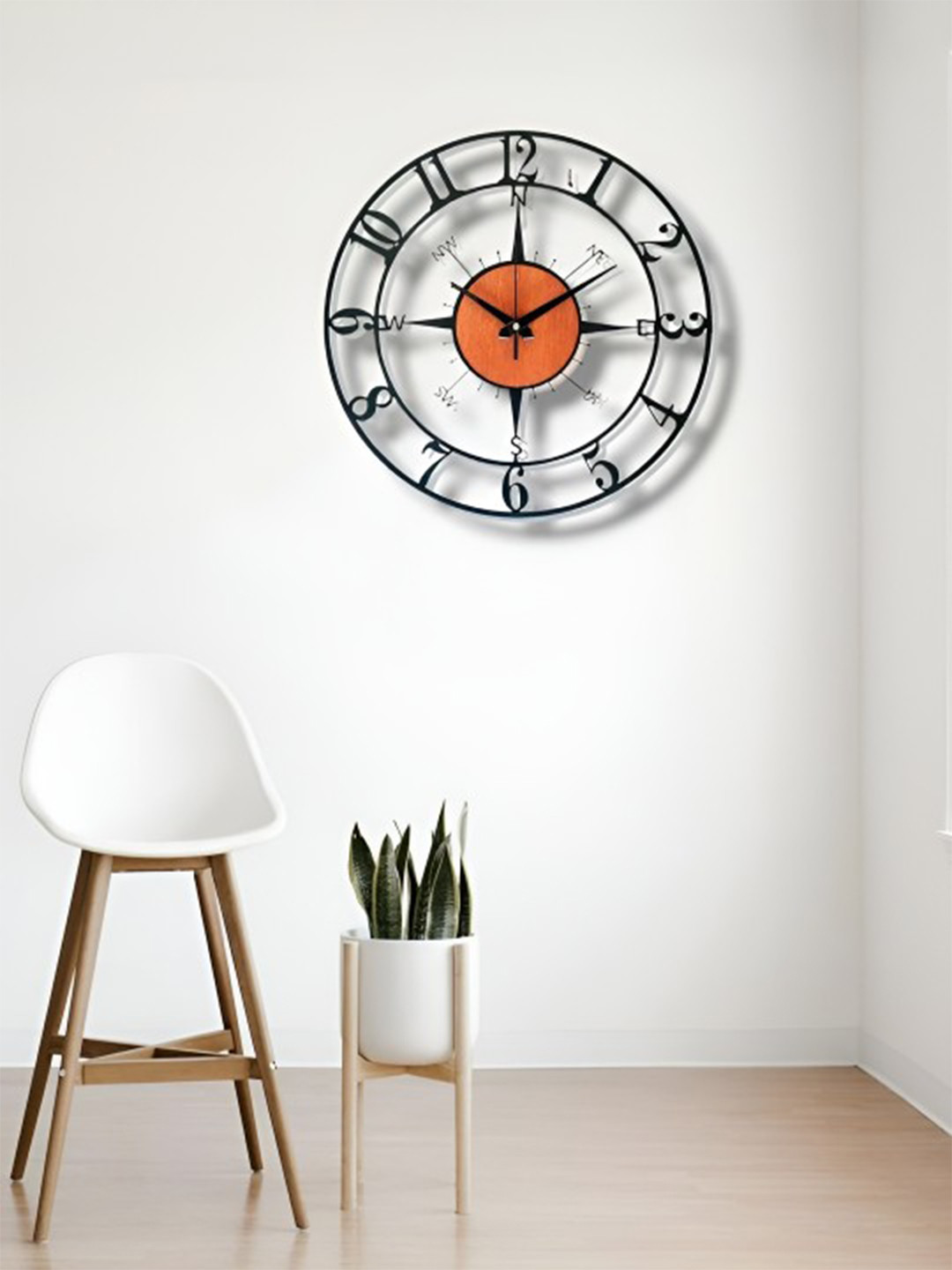 Arabs Decor Black Contemporary Round Shaped Analogue Wall Clock