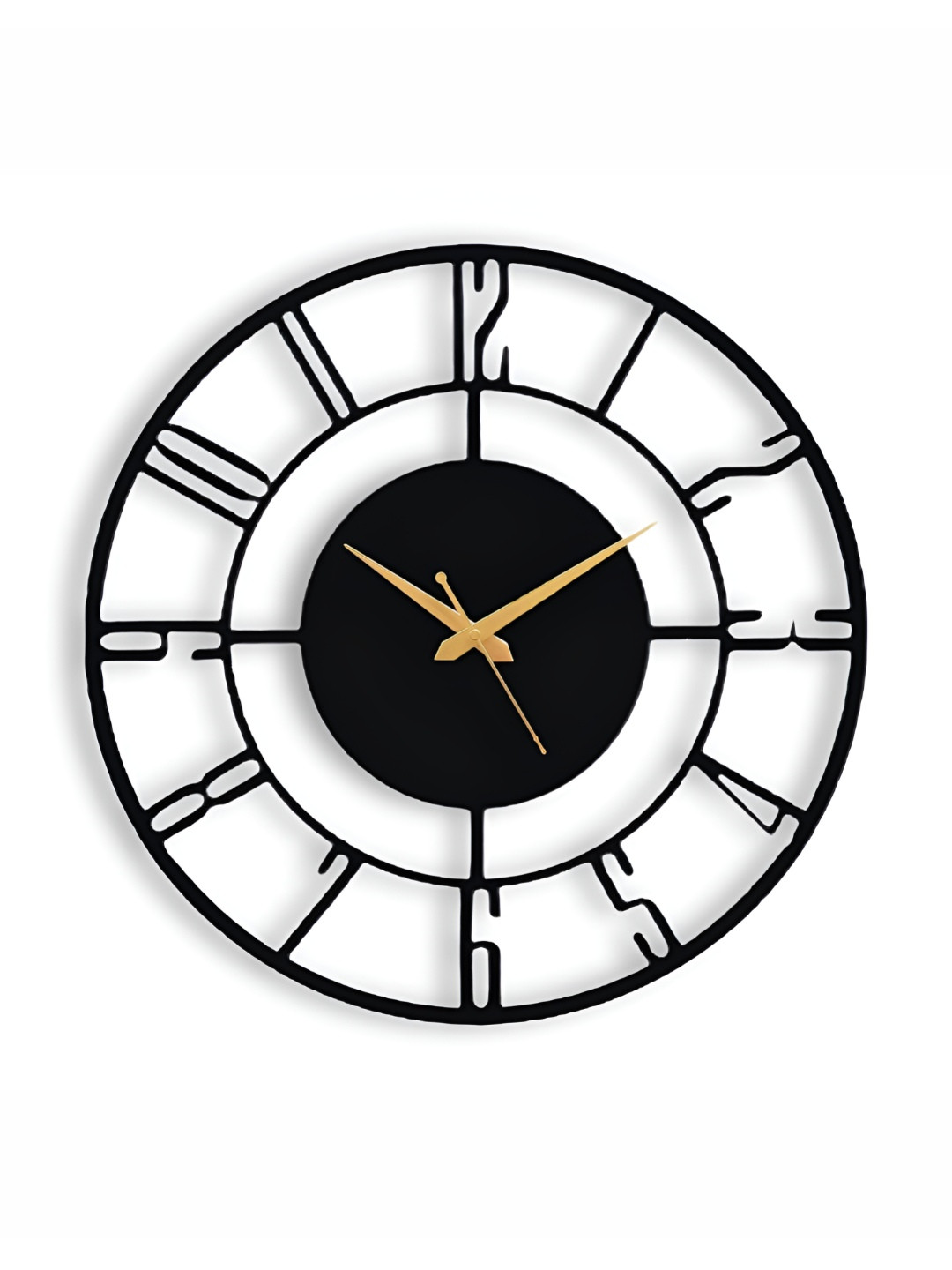 Arabs Decor Black Metal Silent Clock Round Battery Analogue Wall Clock-50cm