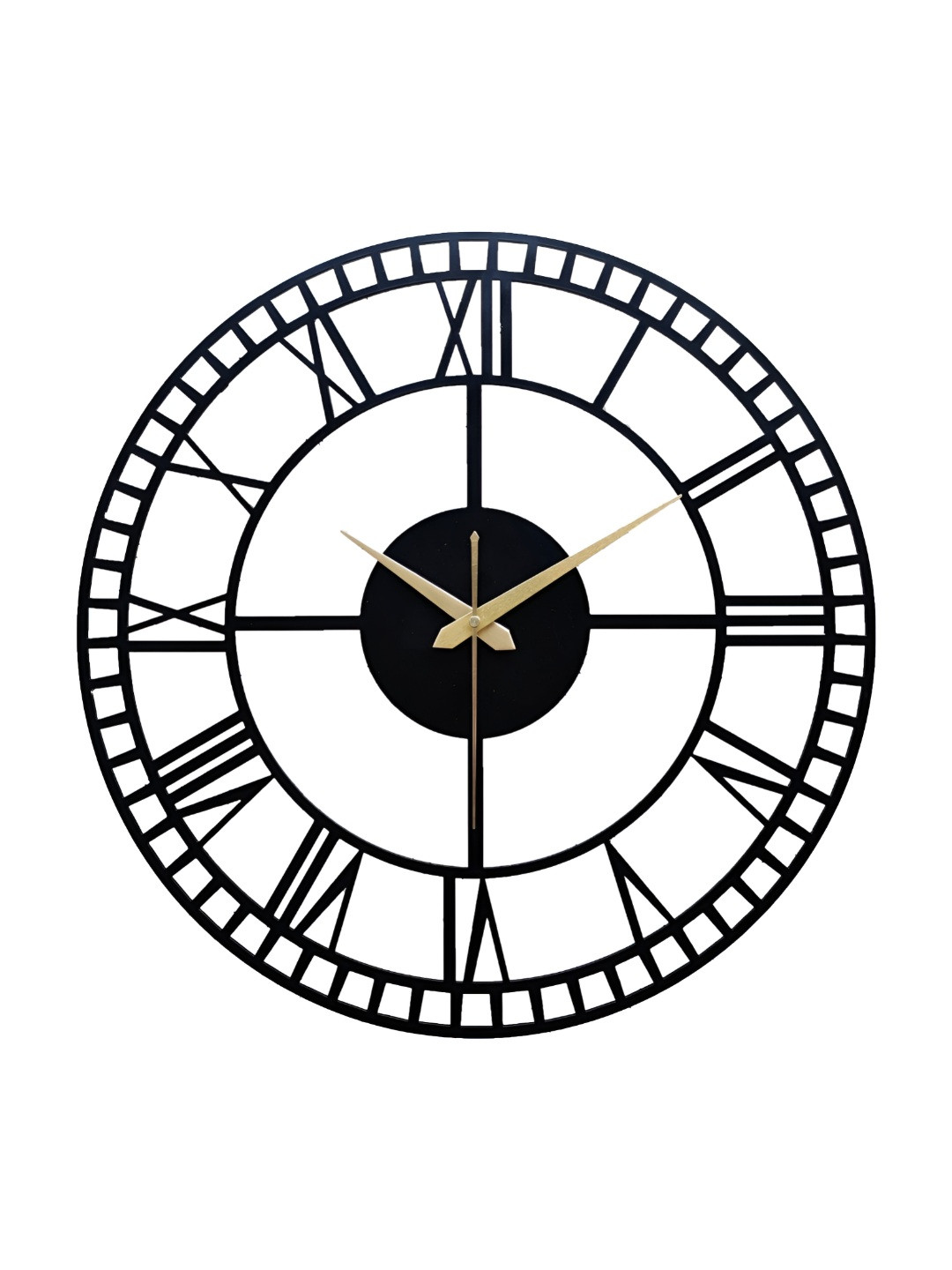 Arabs Decor Black Contemporary Round Shaped Analogue Wall Clock