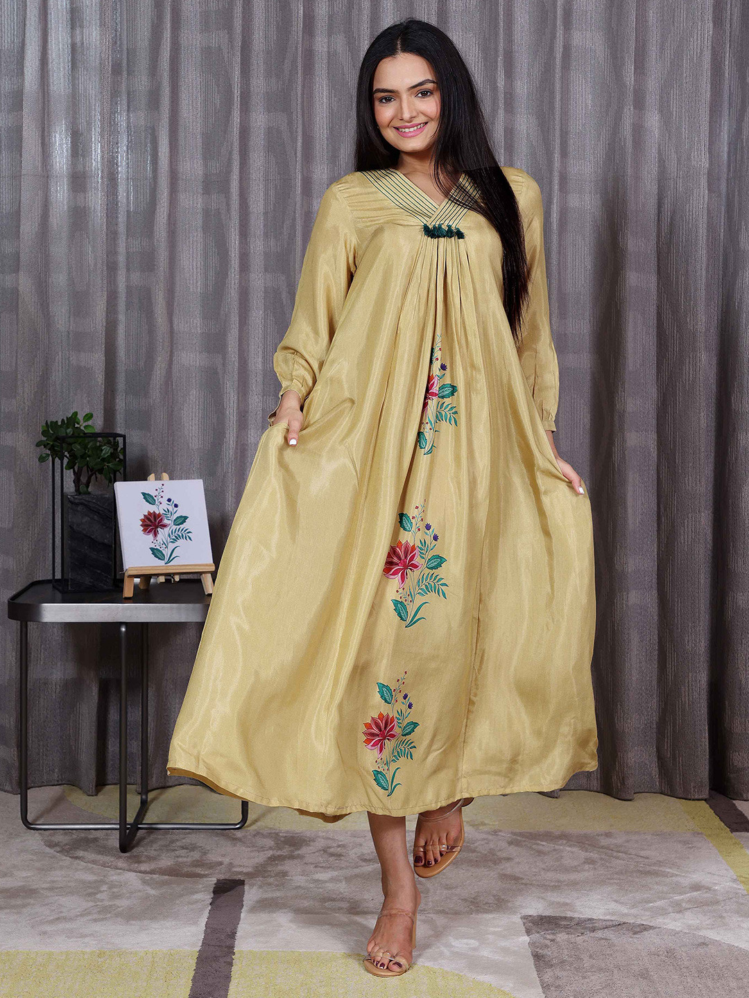 SUKRUTI DESIGN Ethnic Motifs Print A-Line Maxi Ethnic Dress