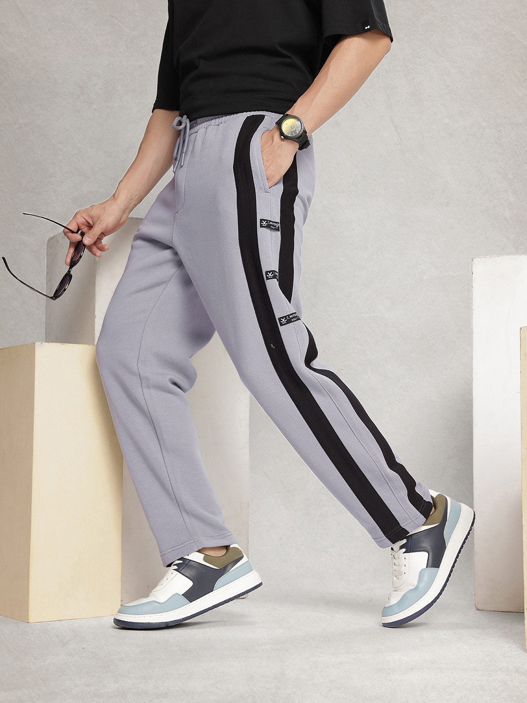 WROGN Men Striped Detail Regular Track Pants