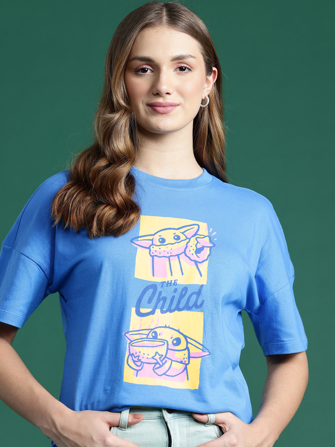 Disney by DressBerry Printed Drop-Shoulder Sleeves Cotton Oversized T-shirt