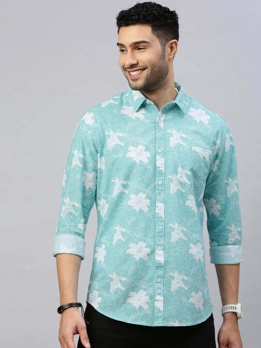 British Club Men Standard Floral Opaque Printed Casual Regular Fit Slim Fit Shirt