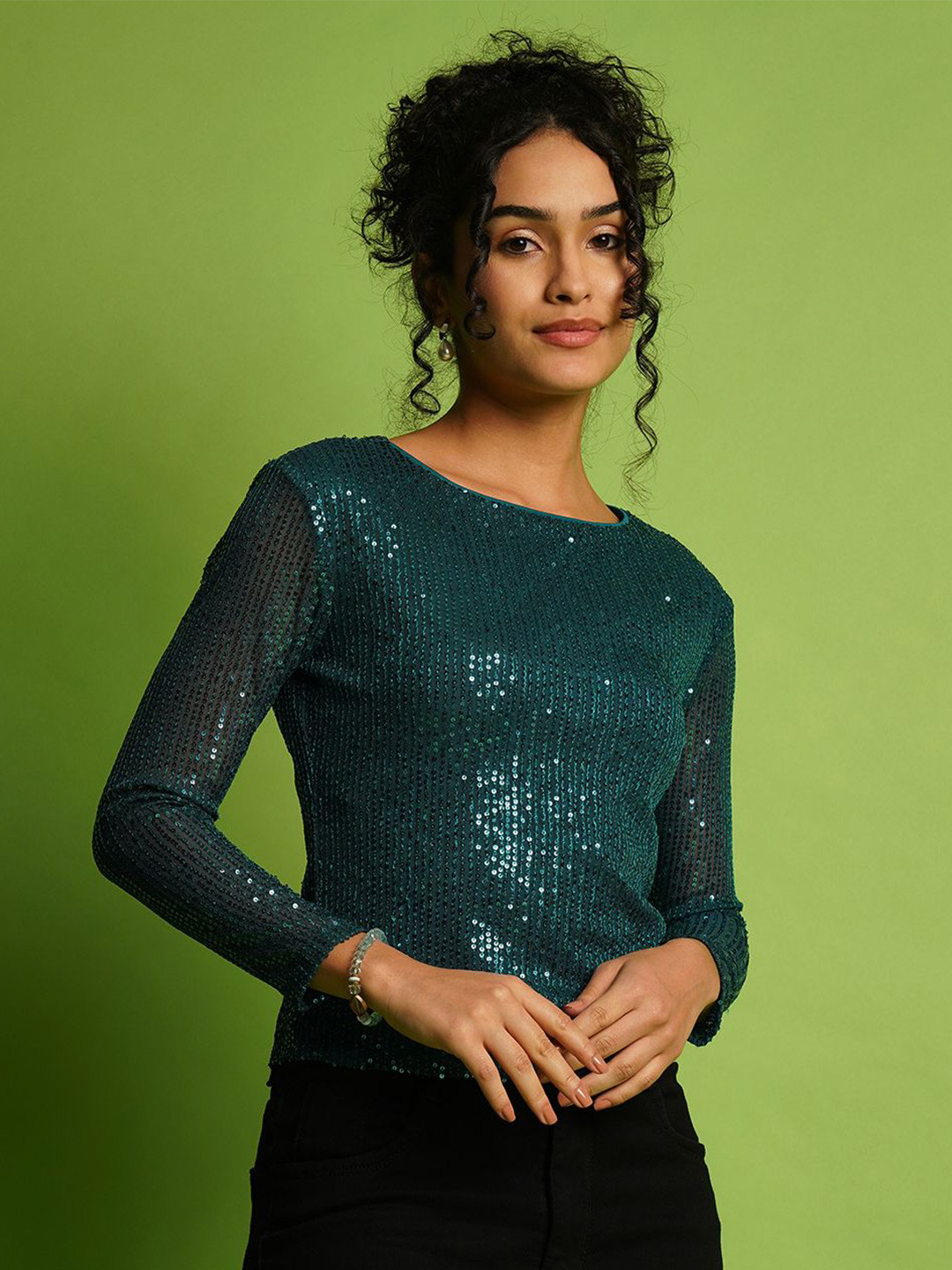 Globus Women Embellished Net Top