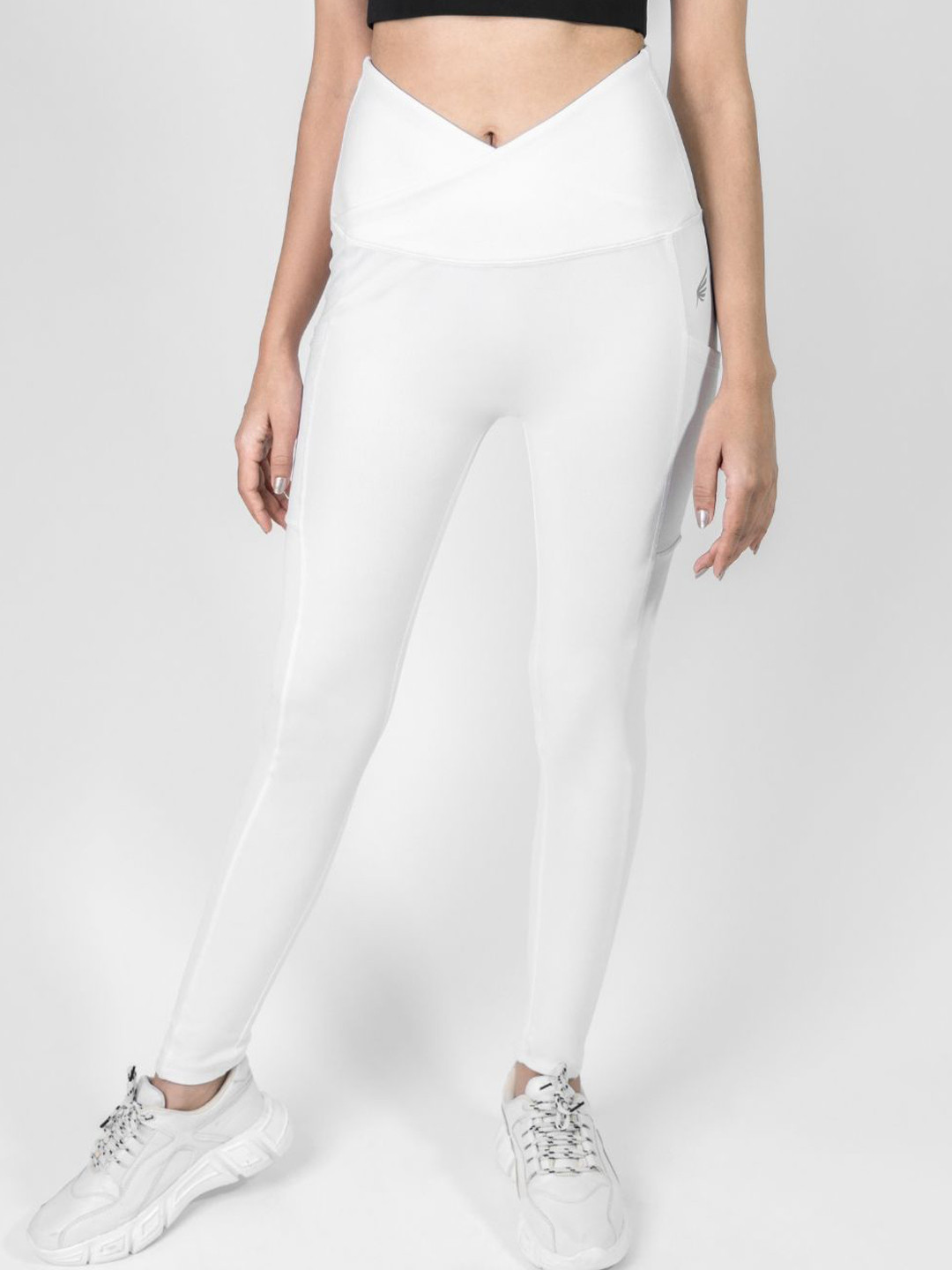 FLURR Women Cross Belt White Tights-Antimicrobial