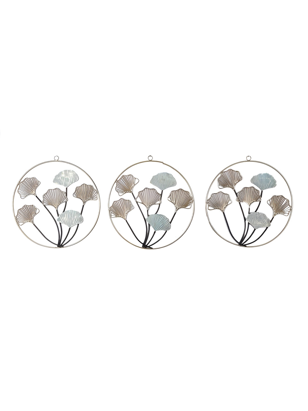 Amaya Decors High-Quality Metal Floral Matte Hanging Hall 3Pcs Abstract Wall Decor-15In