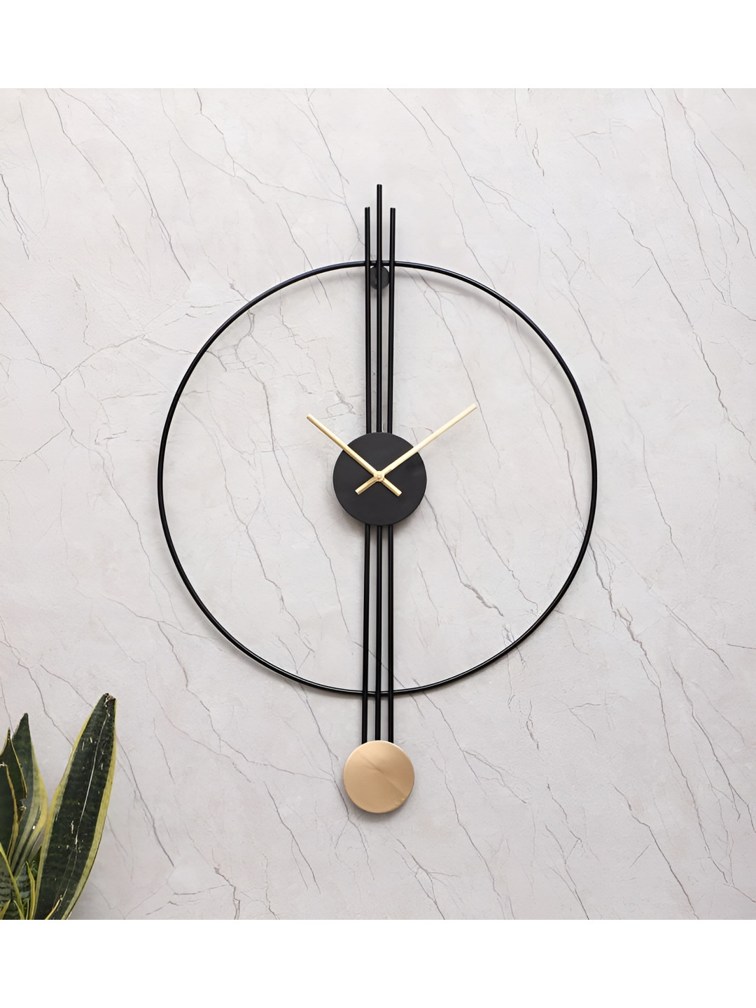 Amaya Decors Black Ring & Stripes Metal Wall Clock