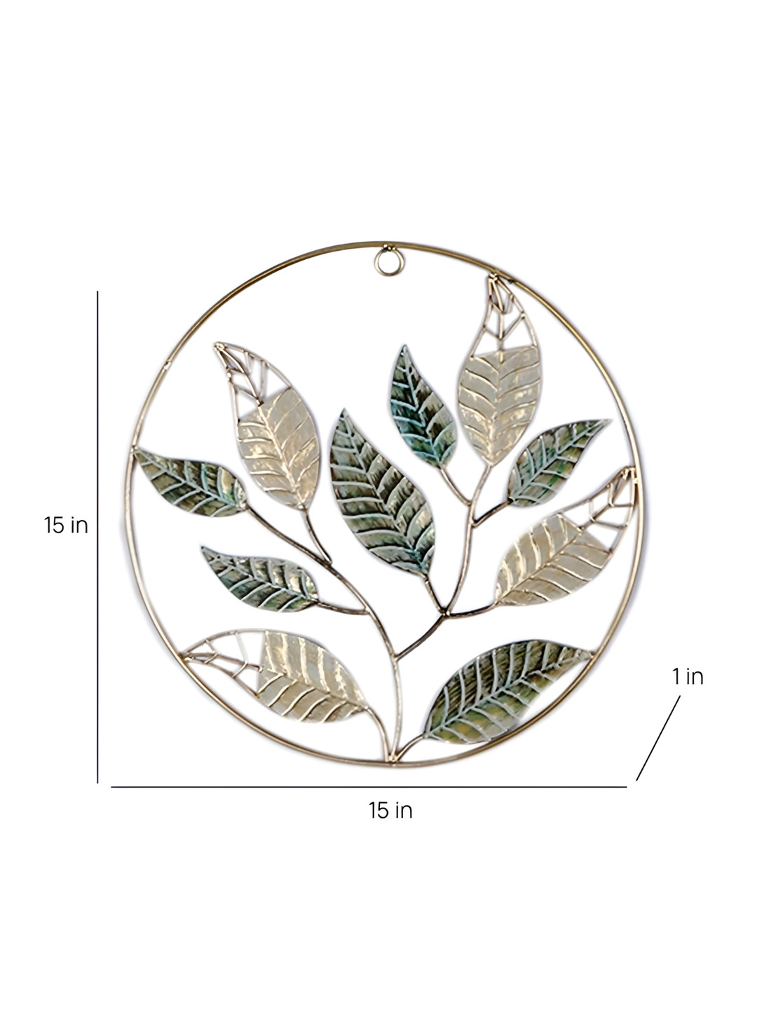 Amaya Decors Metal Leaves Floral Glossy Hanging Hall 3Pcs Abstract Wall Decor-15In