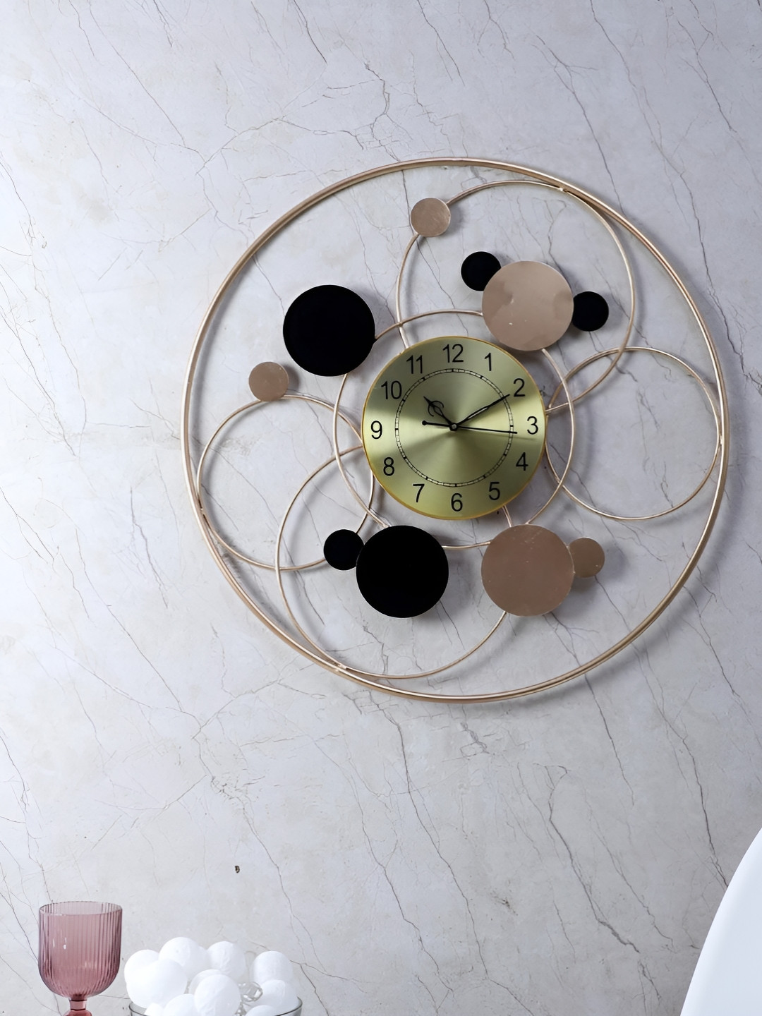 Amaya Decors Black & Gold Round Ring Wall Clock