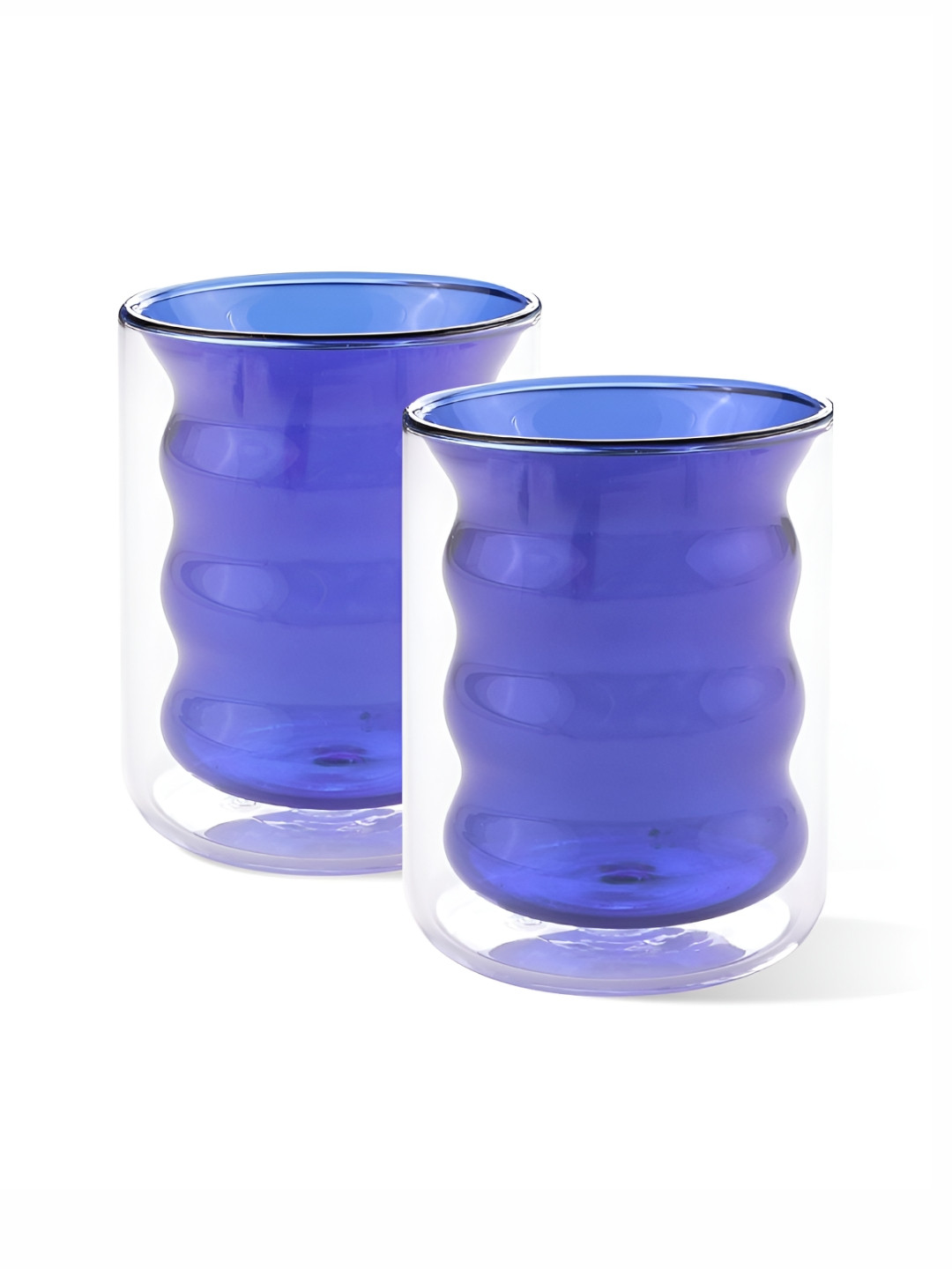 Kuber Industries Im His Queen Blue Glass Microwave Safe 2 Piece Mugs-200ml