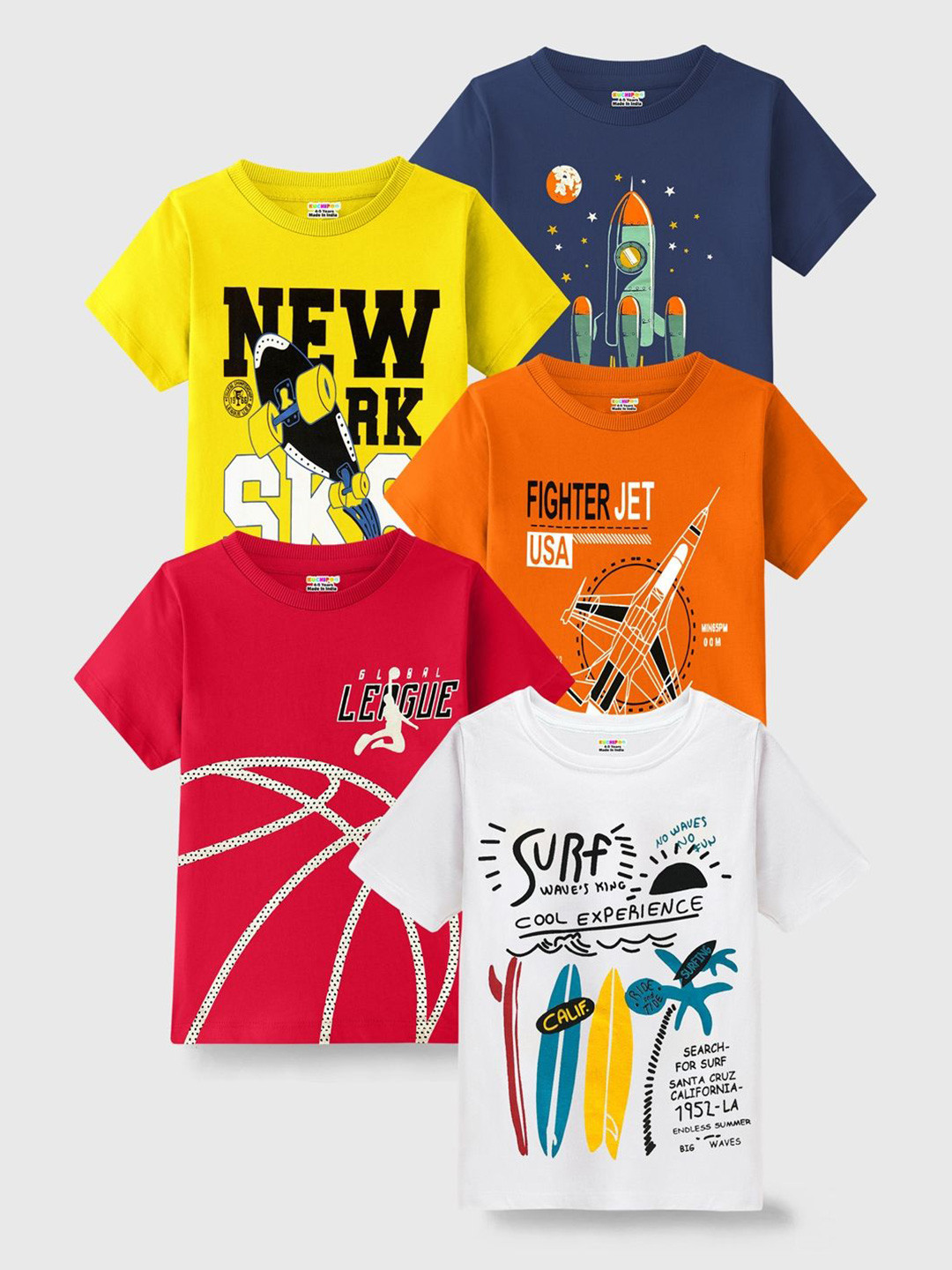 KUCHIPOO Boys Typography 5 Printed T-shirt
