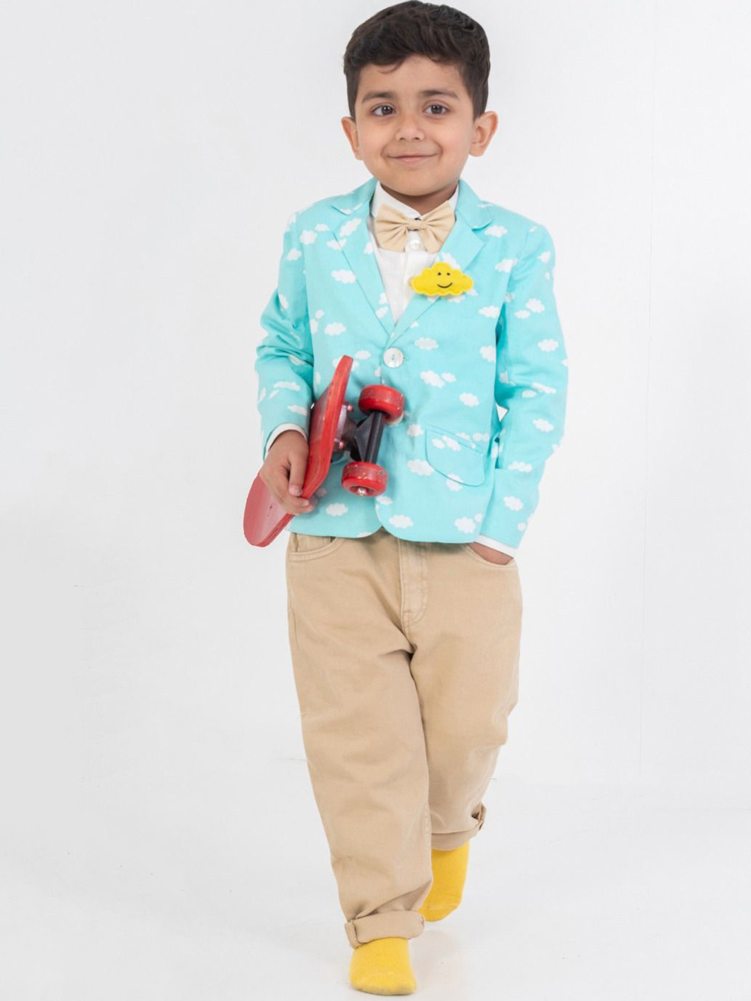 Tiber Taber Boys Printed Notched Lapel Cotton Single Breasted Blazers