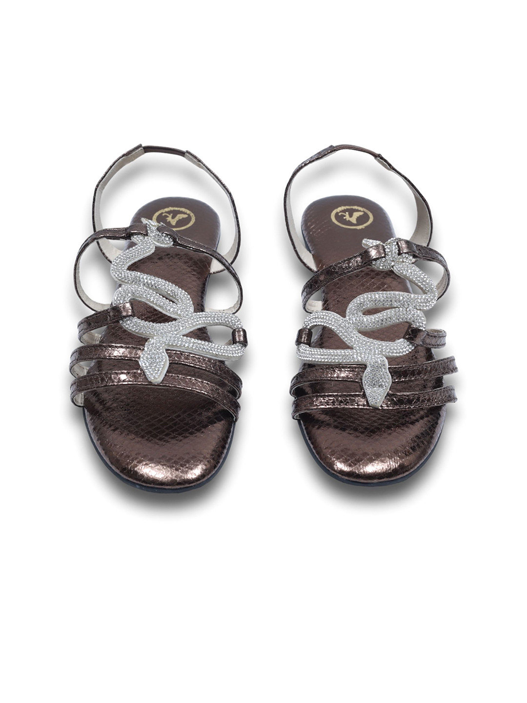 Sana K Luxurious Footwear Women Open Toe Flats with Western - Embellished