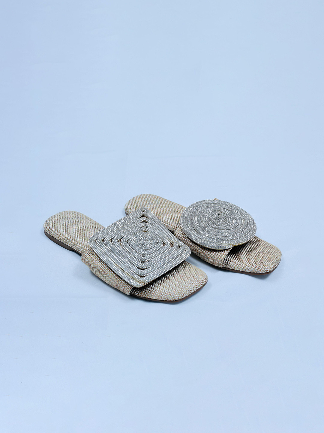 Sana K Luxurious Footwear Women Embellished Open Toe Flats