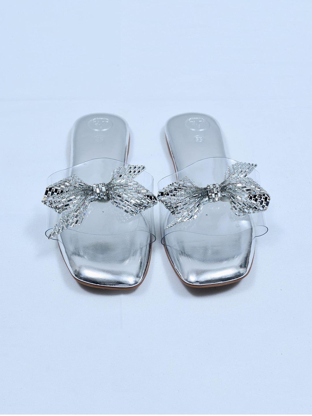 Sana K Luxurious Footwear Women Open Toe Flats with Bows