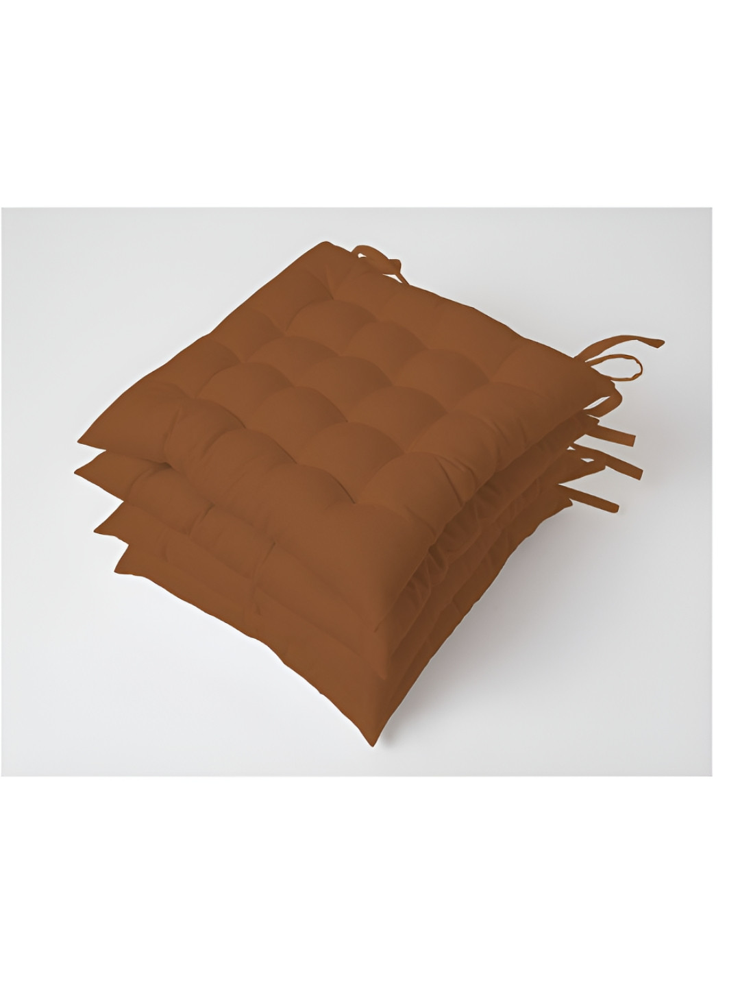 SKANDA FAB Camel Brown 4 Pieces Pure Cotton Square Shaped Comfortable Chair Pads