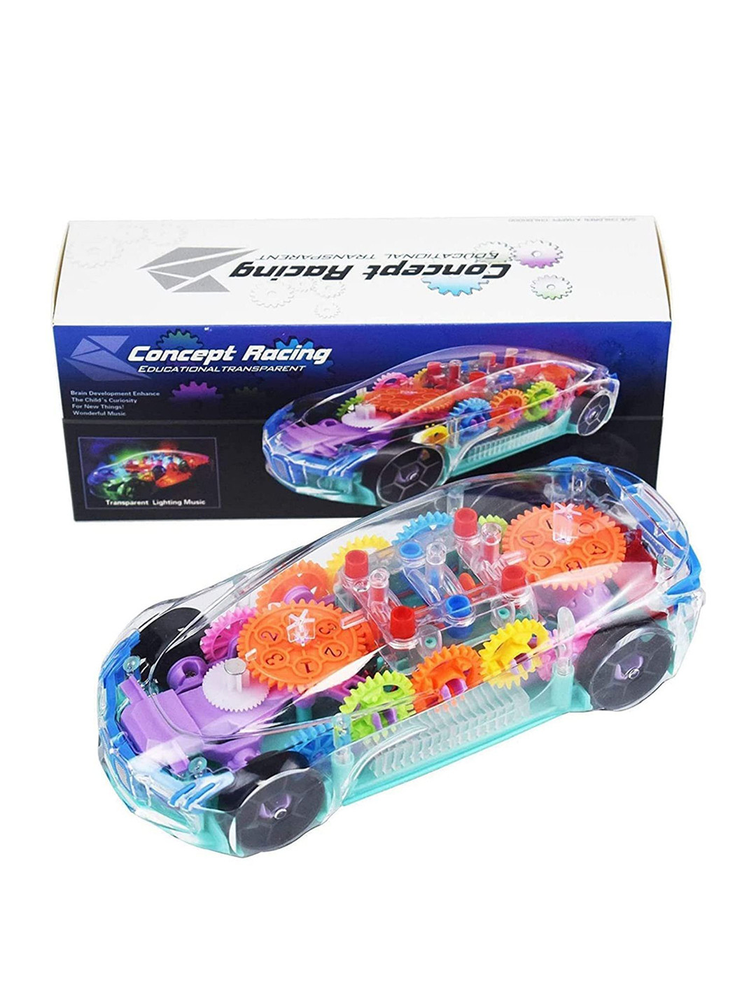 ADKD Kids 360 Degree Bump & Go Rotating Transparent Concept Racing Car
