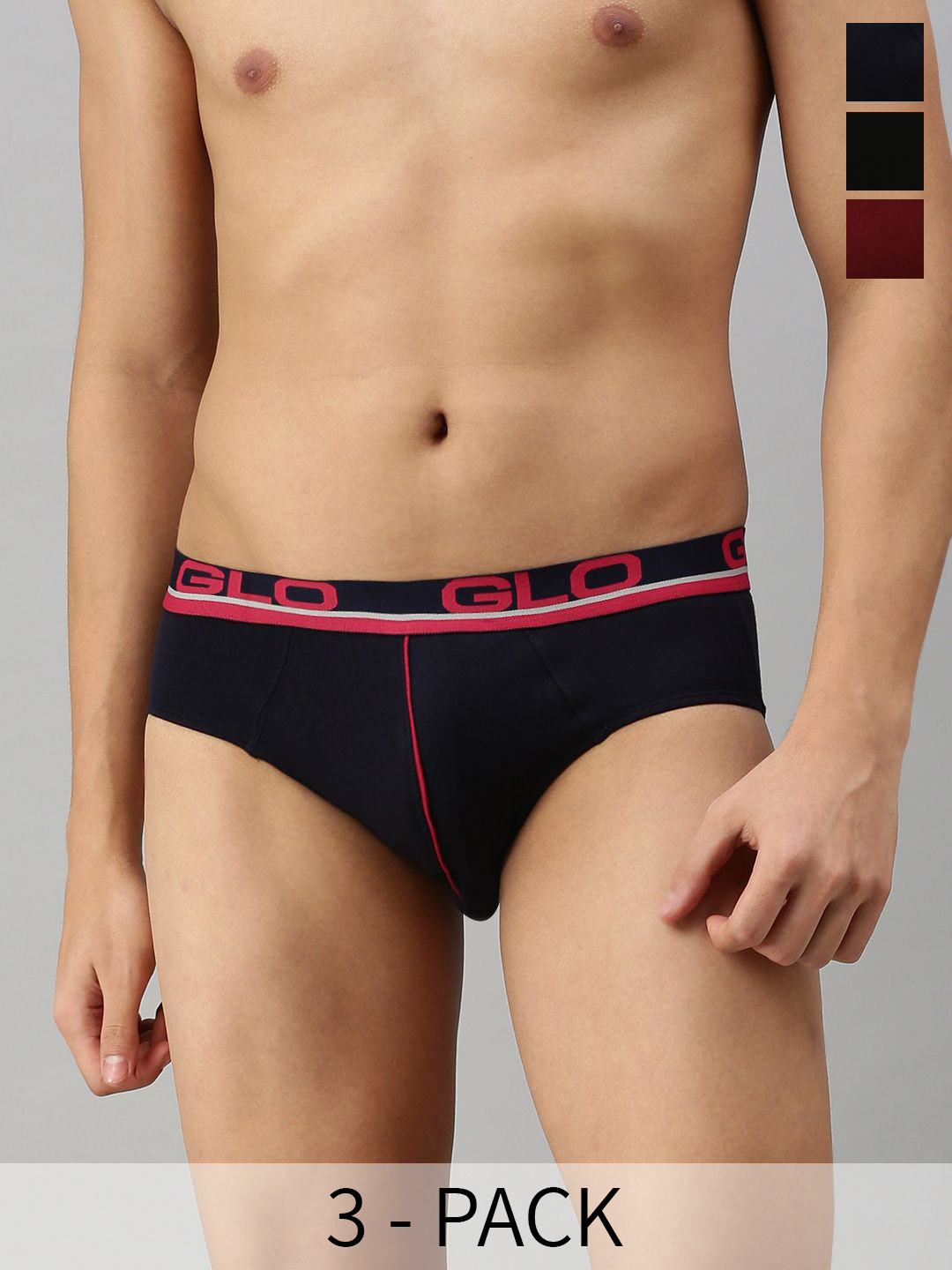 Lux Cozi Pack Of 3 Assorted Pure Cotton Basic Briefs LUX_GLO_BRF_AST2_3PC