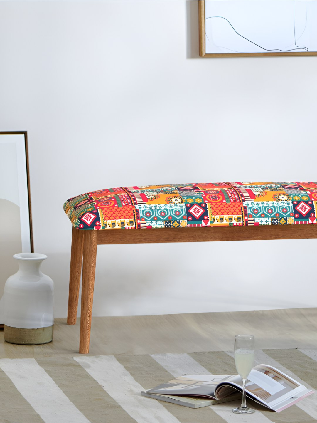 Chumbak  Blue & Red Jodhpur Printed Lounge Chair