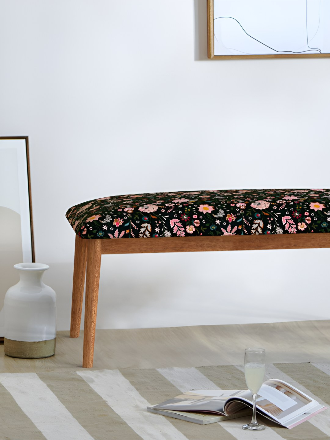 Chumbak Black & Green Printed Jodhpur Bench
