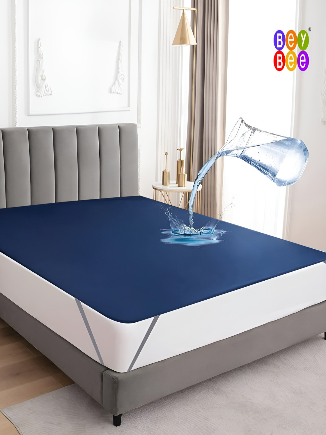 BeyBee Blue Water Resistant Ultra Soft Terry Cotton Mattress Protector