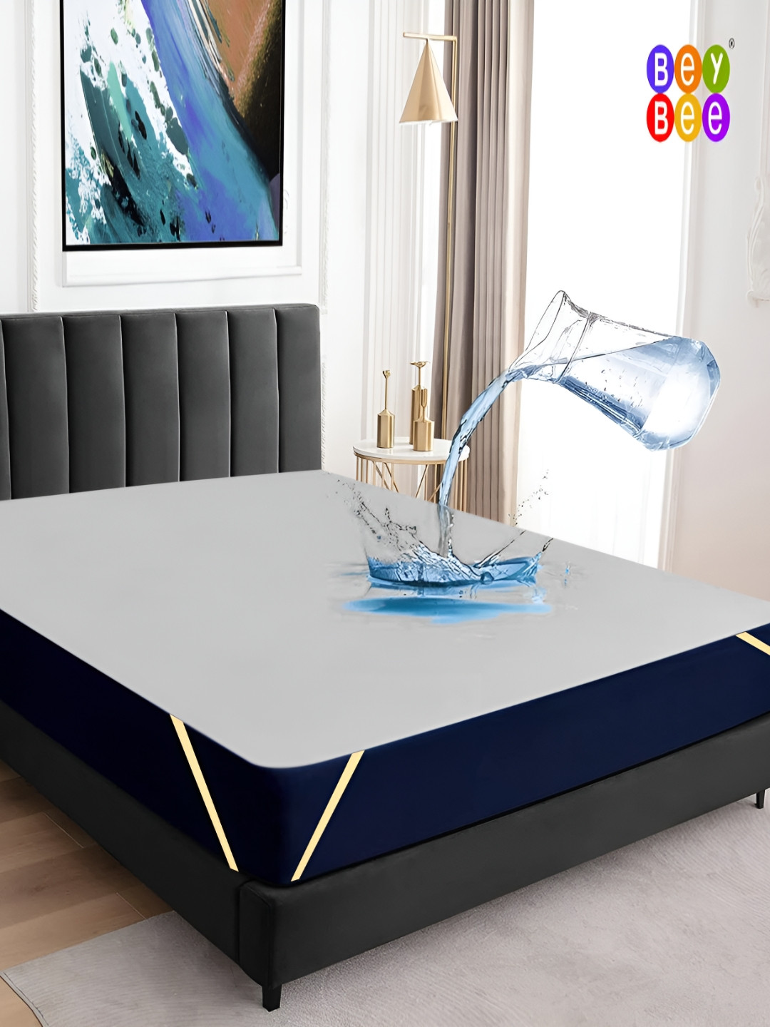 BeyBee Grey Water Resistant Ultra Soft Terry Cotton Mattress Protector