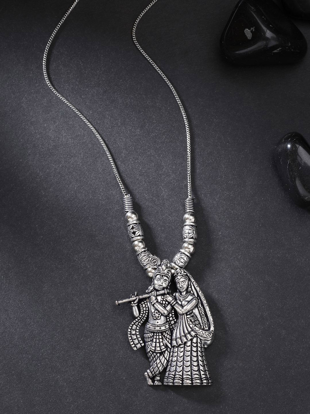 NVR Silver-Plated Radha Krishna Necklace