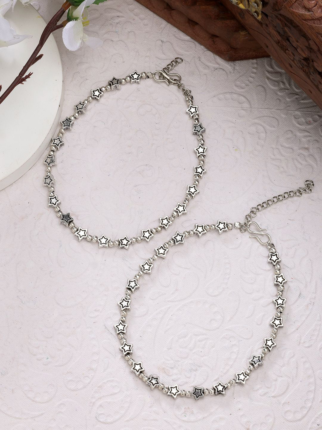 NVR Silver-Plated Star Design Anklets