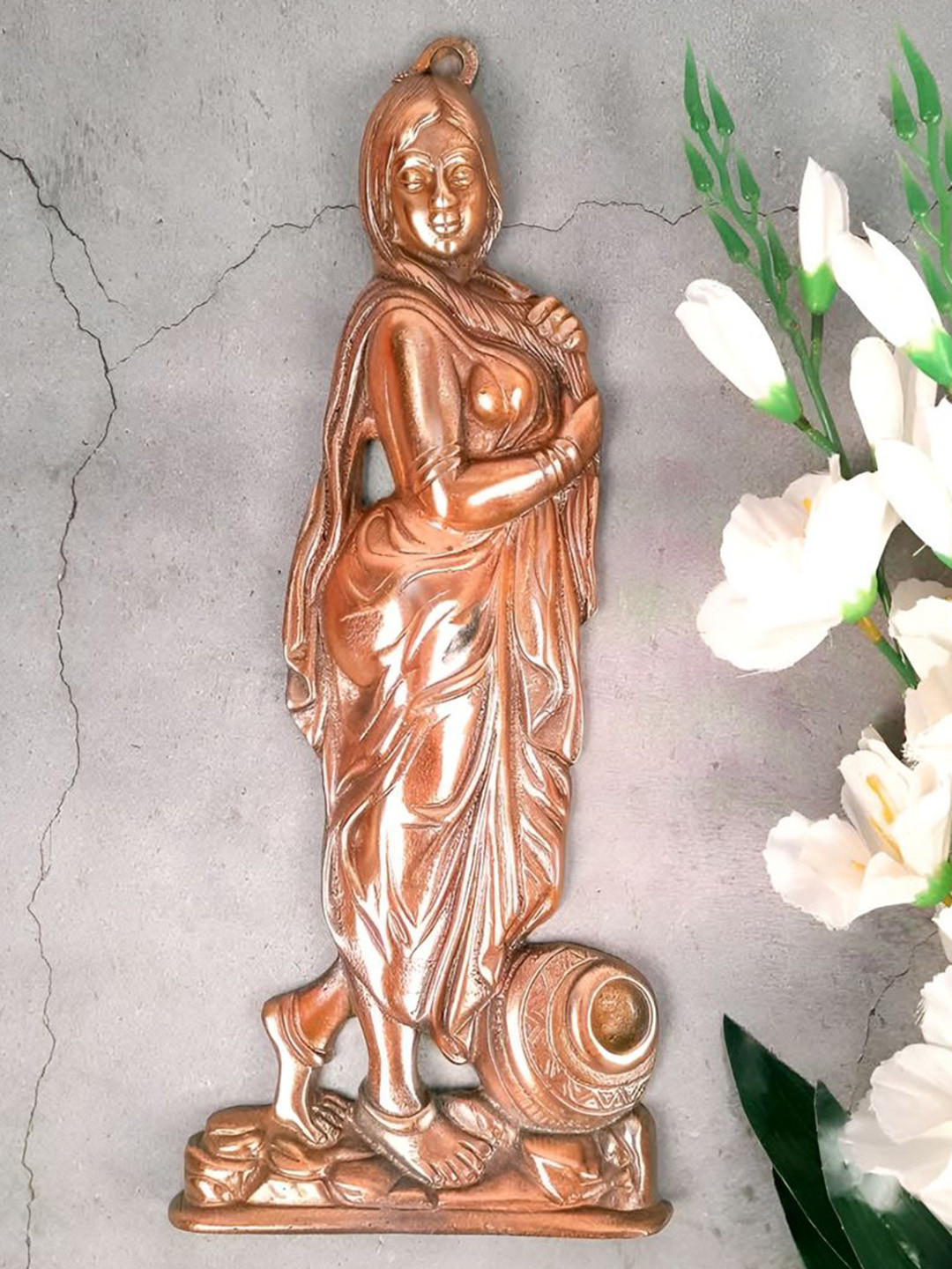 apka mart Village Lady Holding Metal Ethnic Motifs Antique Hall Wall Hangings-16.5In