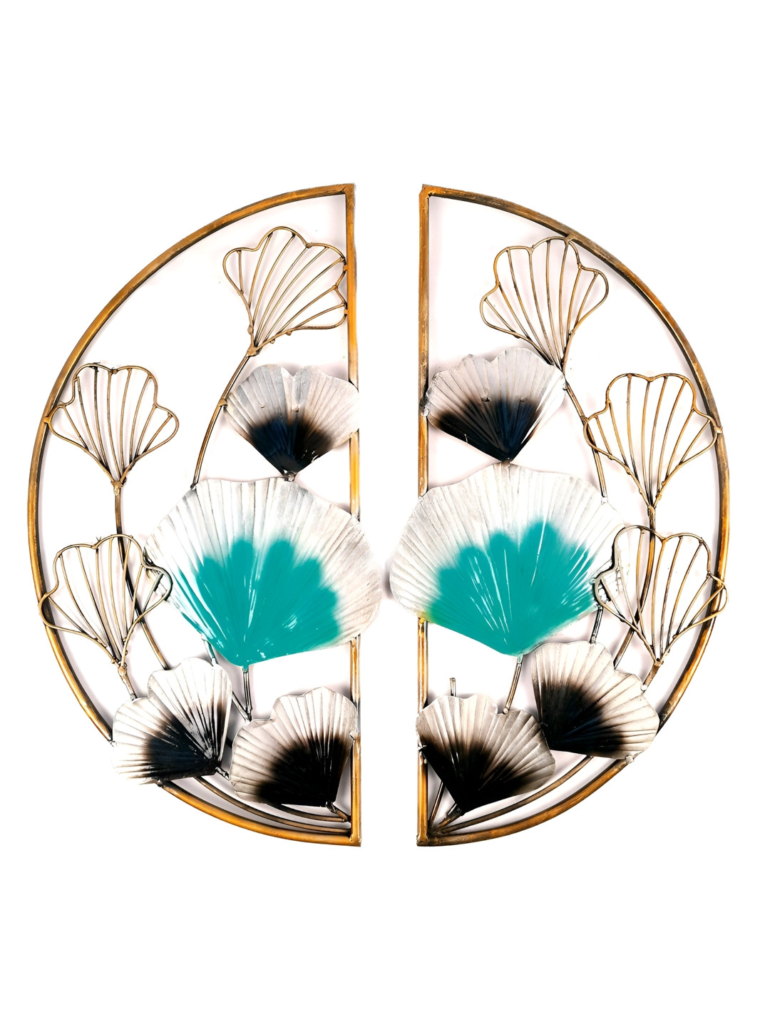 apka mart Floral Design Metal Glossy Wall Mounted Hall Floral Wall Decor-24In