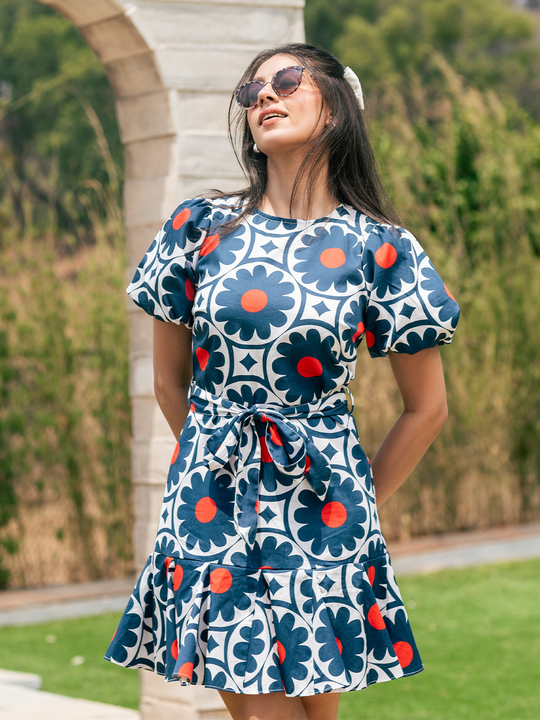 ELEVEN.O.ONE Print Fit & Flare Dress