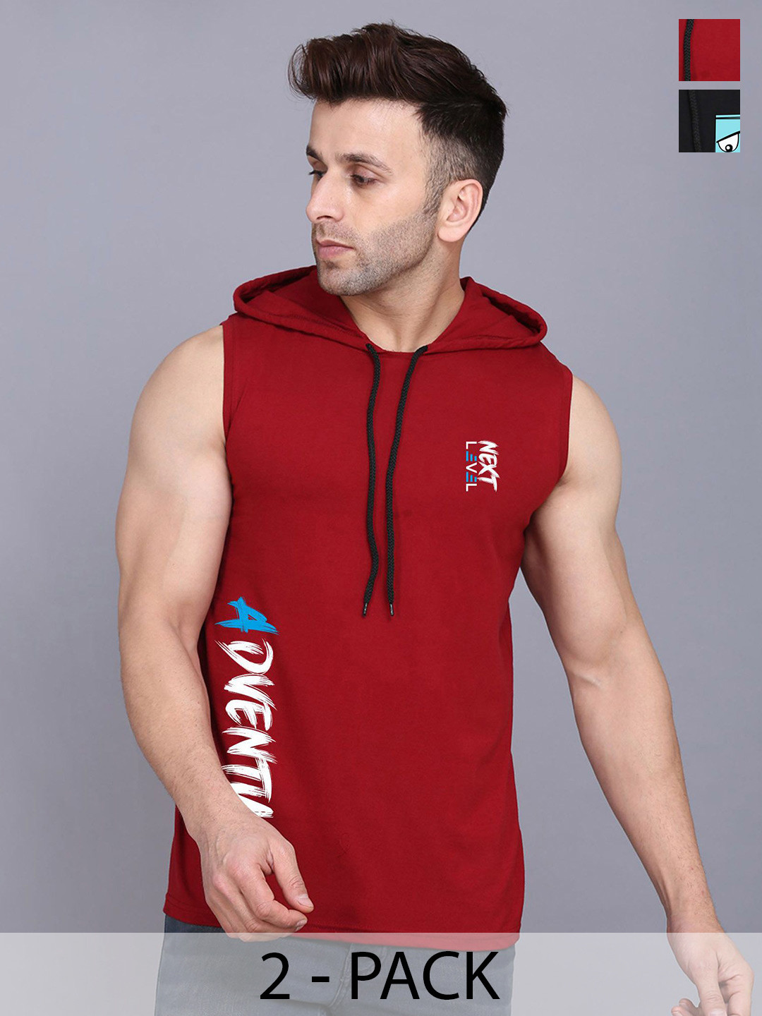 SLOWLORIS Men Typography 2 Hooded Applique T-shirt