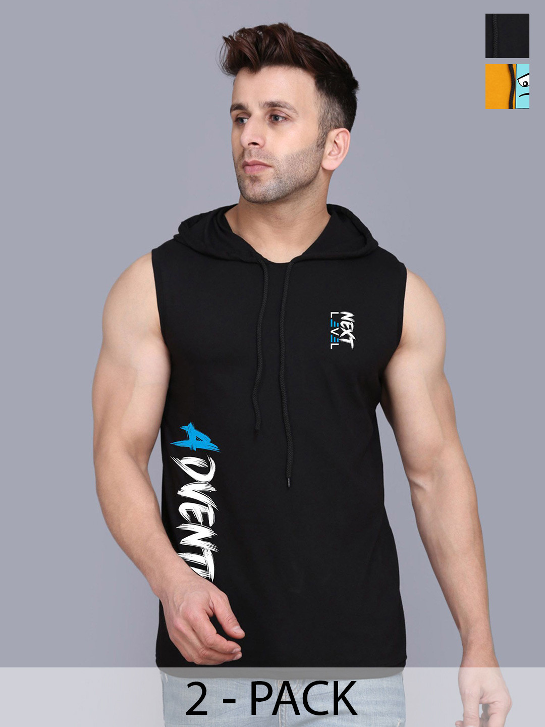 SLOWLORIS Men Varsity 2 Hooded Applique T-shirt