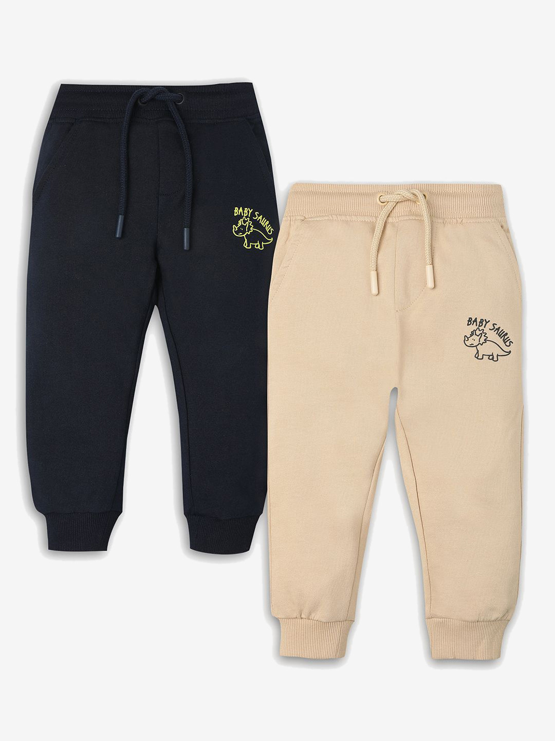 R&B Boys Pack Of 2 Mid Rise Cotton Joggers