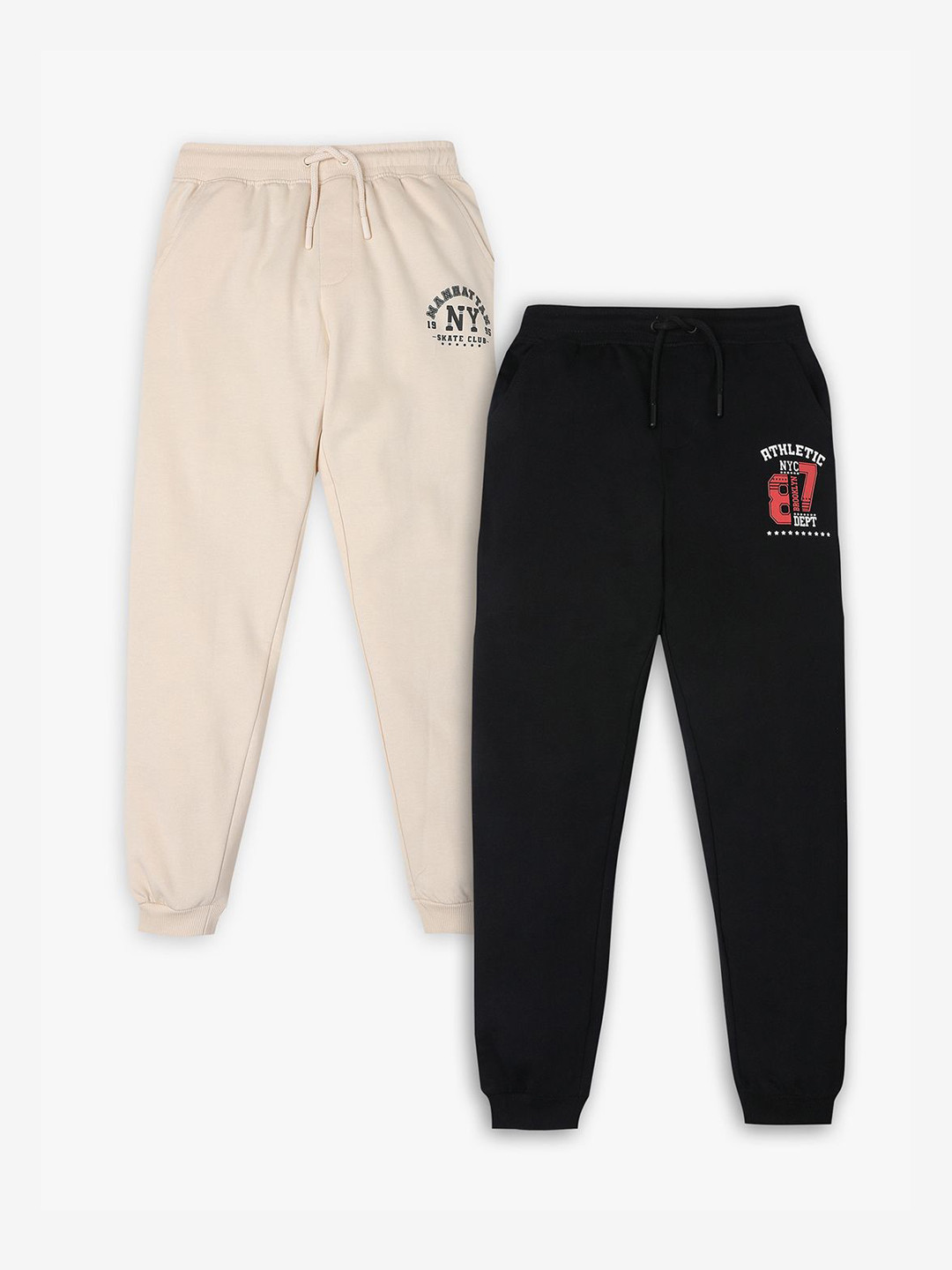 R&B  Boys Pack Of 2 Cotton Mid Rise Joggers