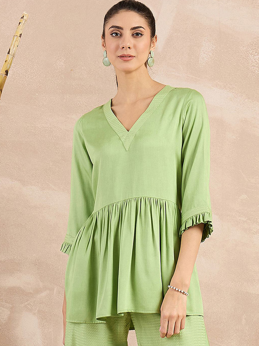 First Resort by Ramola Bachchan Roll-Up Sleeves Monochrome Organic Cotton Top