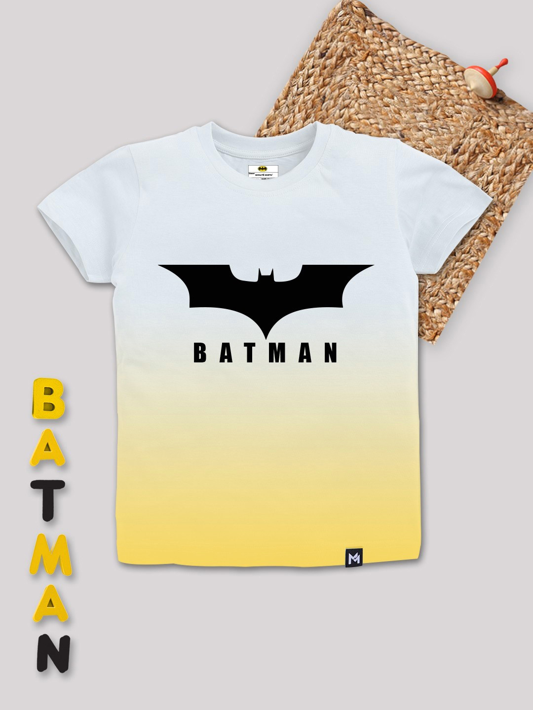 YK X Minute Mirth Boys Ombre Effect Batman Printed Pure Cotton T-shirt