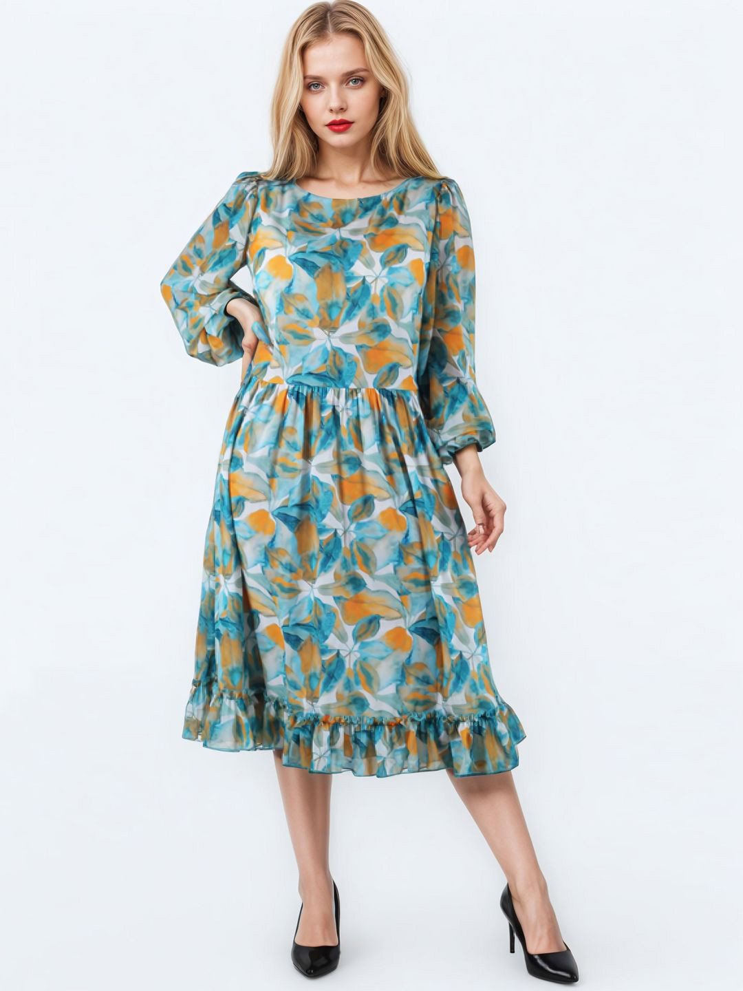 Bunny Corset Women Floral Print Fit & Flare Midi Dress