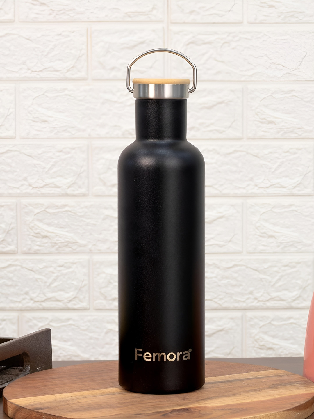 Femora Melissa Black Thermosteel Double Wall Vacuum Water Bottle - 900ml