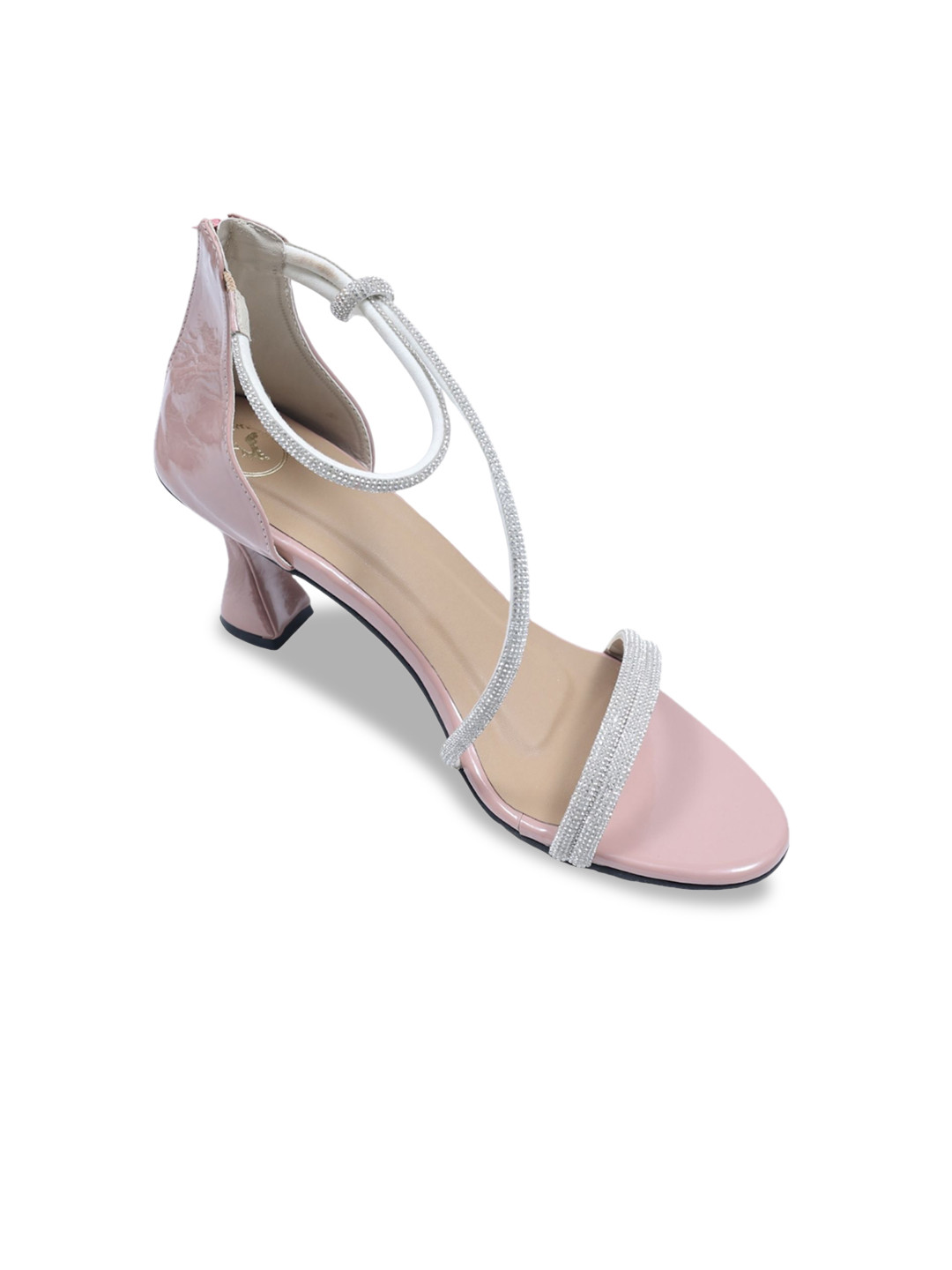 Sana K Luxurious Footwear Striped Party Block Pumps with Bows