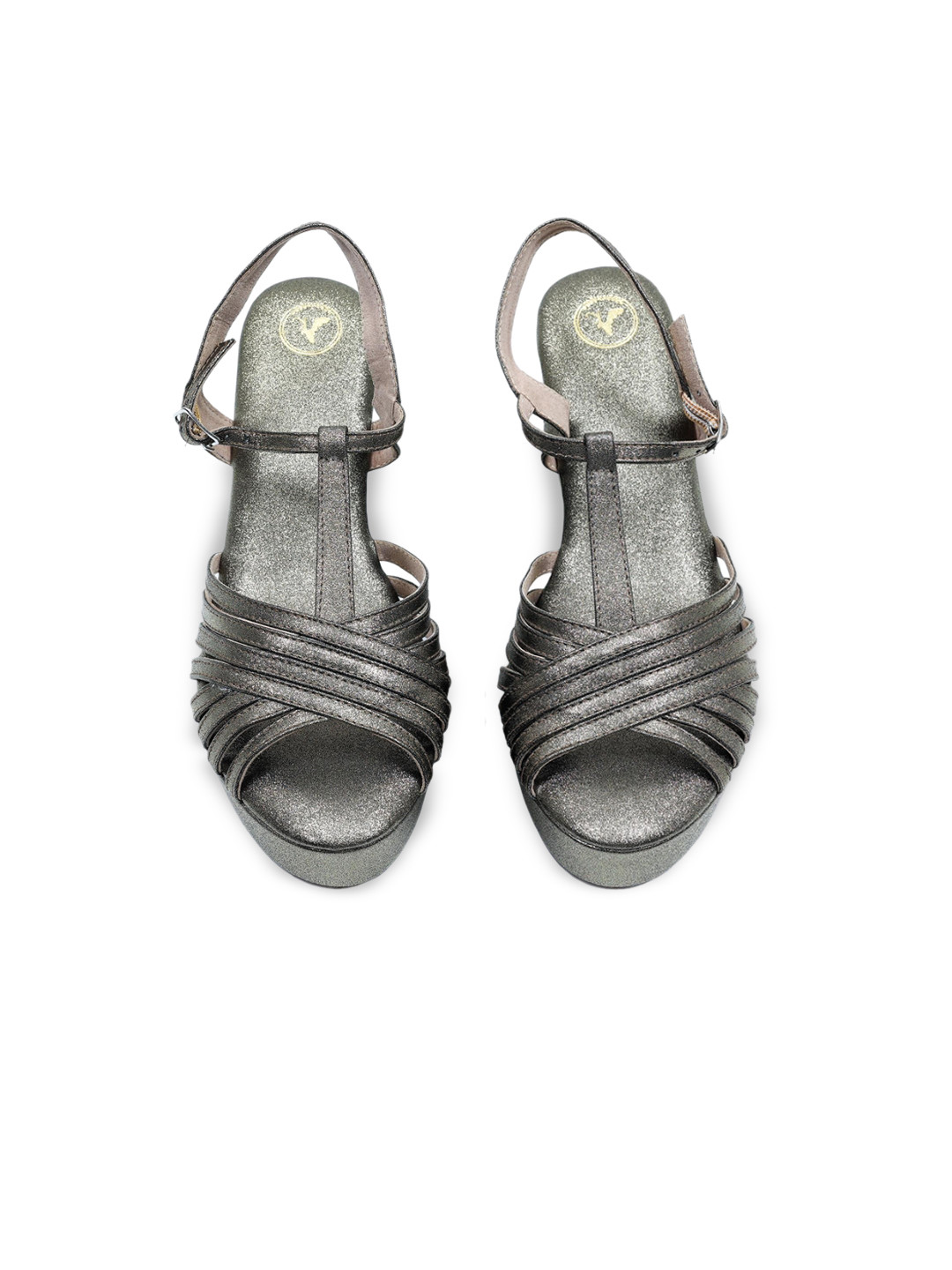 Sana K Luxurious Footwear Textured Party Synthetic Wedge Peep Toes with Bows