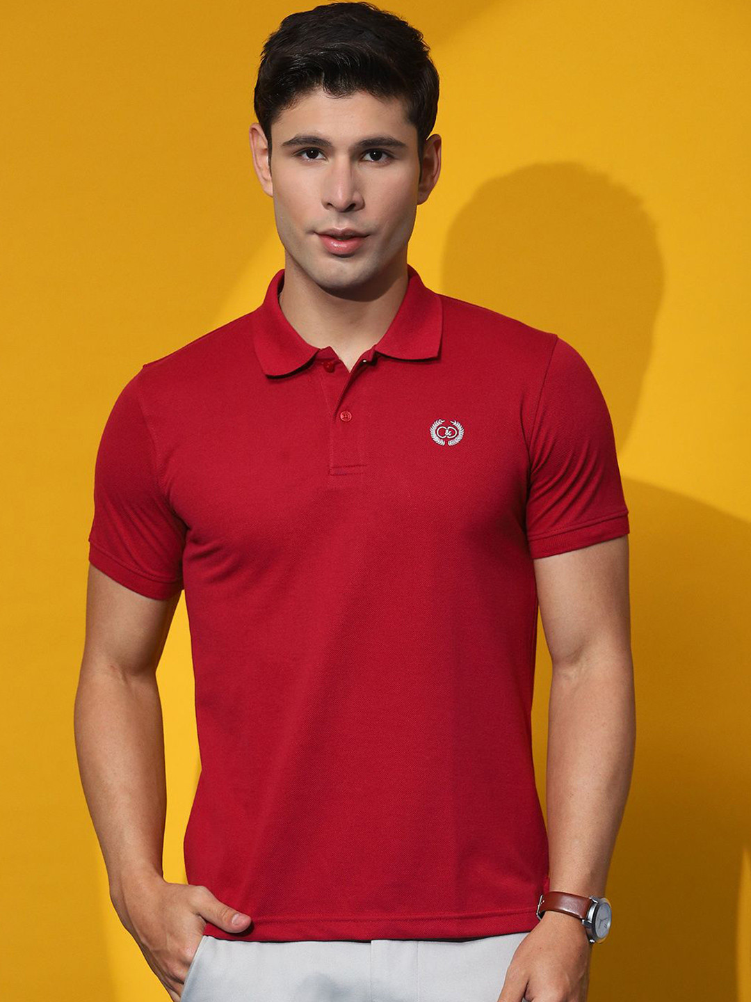 Cloak & Decker by Monte Carlo Men Solid Polo Collar T-shirt