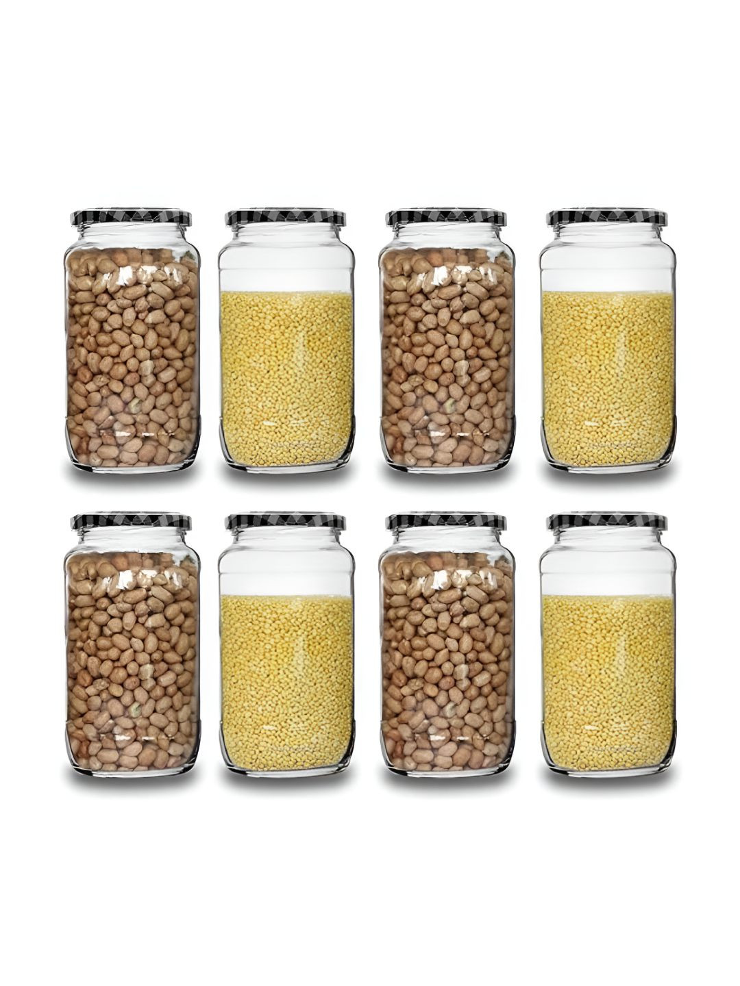 Tyche Enterprises Transparent Glass Dishwasher Safe 8 Piece Screw Top Canister-1L