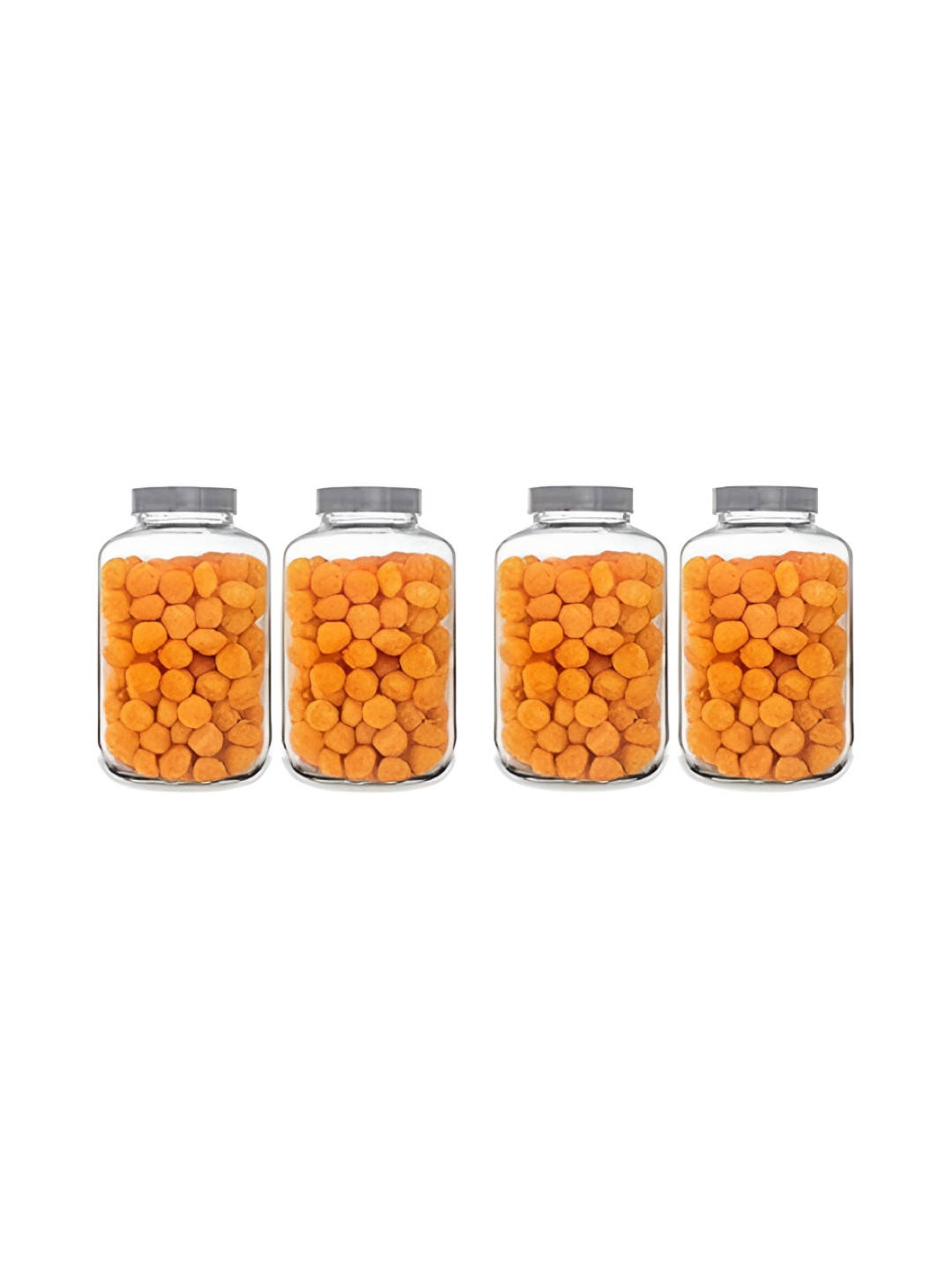 Tyche Enterprises Piramal Transparent Glass Dishwasher Safe 4 Piece Screw Top Canister-4.5L