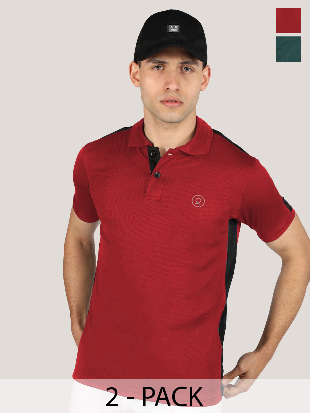 CHKOKKO Pack Of 2 Men Solid Polo Collar T-shirt