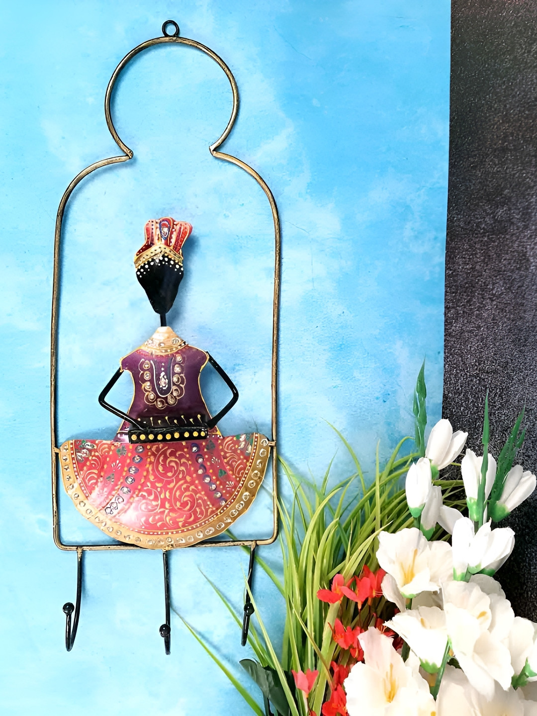 apka mart Black & Pink Musician Design Wooden Wall Hooks Key Holder