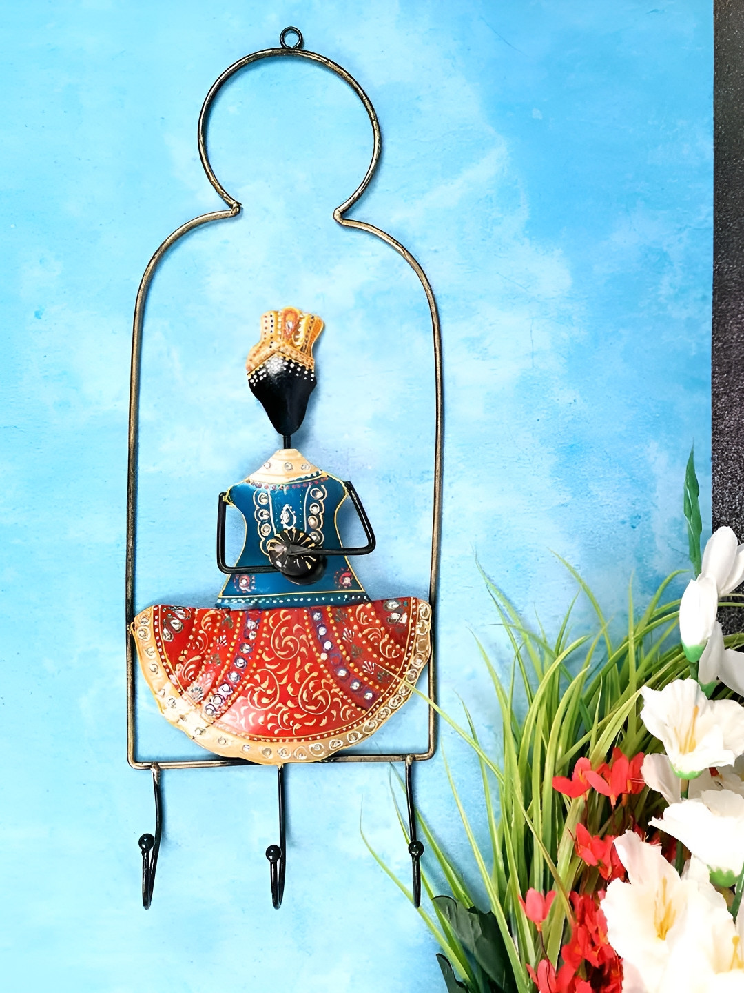 apka mart Black & Red Musician Design Printed Metal 1 To 3 Hooks Key Holder