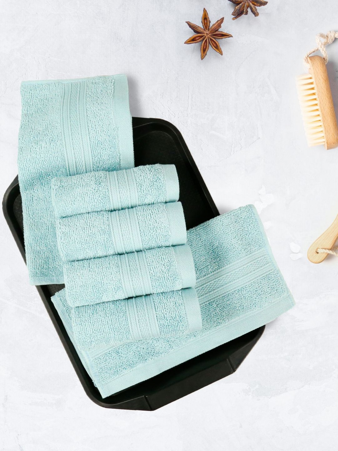 MYTRIDENT Blue 6 Pieces Soft Comfort 500 GSM Reversible Face Towel
